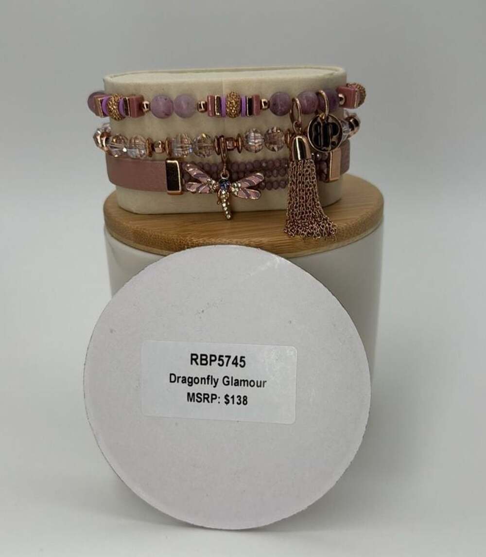 BP Vintage Dragonfly Glamour Vintage Rare Stack Rose Gold Purple Pink